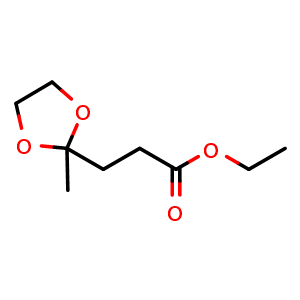 Chemical structure of Ethyl 3-(2-Methyl-1,3-dioxolan-2-yl)propanoate , CAS 941-43-5, AChemBlock X193018