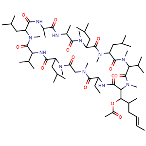 Chemical structure of Acetylcyclosporin A , CAS 83602-41-9, AChemBlock X193028