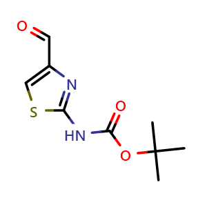 Chemical structure of 2-(Boc-amino)thiazole-4-carboxaldehyde , CAS 494769-34-5, AChemBlock X193055