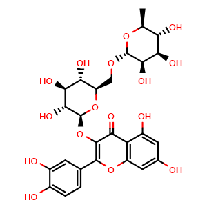 2-(3,4-Dihydroxyphenyl)-5,7-dihydroxy-3-[[(2S,3R,4S,5S,6R)-3,4,5-trihydroxy-6-[[[(2R,3R,4R,5R,6S)-3,4,5-trihydroxy-6-methyltetrahydro-2H-pyran-2-yl]oxy]methyl]tetrahydropyran-2-yl]oxy]-4H-chromen-4-one