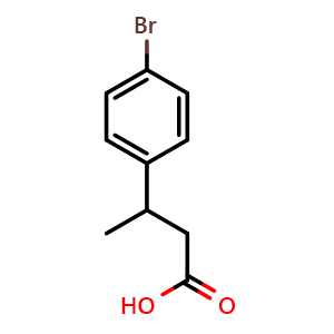 Chemical structure of 3-(4-bromophenyl)butanoic acid , CAS 53086-46-7, AChemBlock X193107