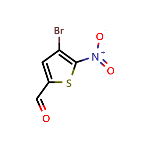 Chemical structure of 4-Bromo-5-nitrothiophene-2-carbaldehyde , CAS 41498-07-1, AChemBlock X193113