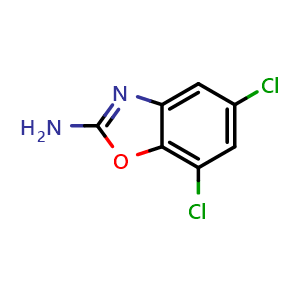 Chemical structure of 2-Amino-5,7-dichlorobenzoxazole , CAS 98555-67-0, AChemBlock X193134