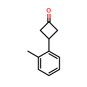 Chemical structure of 3-(2-methylphenyl)cyclobutan-1-one , CAS 1080636-36-7, AChemBlock X193142