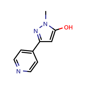 Chemical structure of 1-methyl-3-(pyridin-4-yl)-1H-pyrazol-5-ol , CAS 944545-94-2, AChemBlock X193143