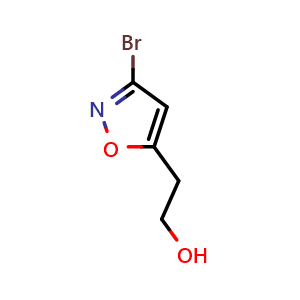 Chemical structure of 3-Bromo-5-(2-hydroxyethyl)isoxazole , CAS 105175-00-6, AChemBlock X193150