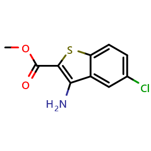 Chemical structure of Methyl 3-Amino-5-chlorobenzo[b]thiophene-2-carboxylate , CAS 1026241-99-5, AChemBlock X193165
