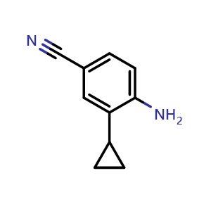 Chemical structure of 4-Amino-3-cyclopropylbenzonitrile , CAS 787528-17-0, AChemBlock X193186