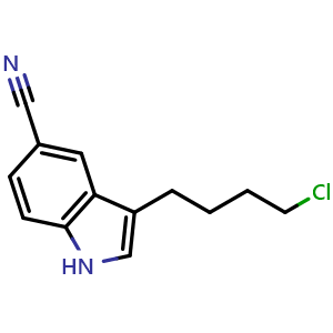 Chemical structure of 3-(4-Chlorobutyl)indole-5-carbonitrile , CAS 143612-79-7, AChemBlock X193198