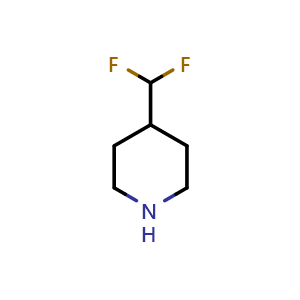 Chemical structure of 4-(Difluoromethyl)piperidine , CAS 760958-13-2, AChemBlock X193217
