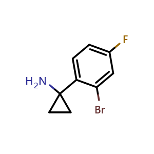 Chemical structure of 1-(2-Bromo-4-fluorophenyl)cyclopropanamine , CAS 1086599-94-1, AChemBlock X193269