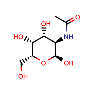Chemical structure of N-[(2S,3R,4R,5R,6R)-2,4,5-Trihydroxy-6-(hydroxymethyl)tetrahydro-2H-pyran-3-yl]acetamide , AChemBlock X193280