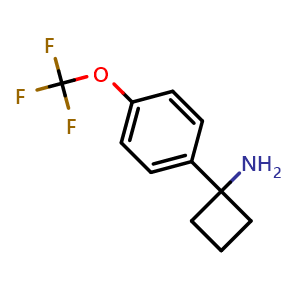 Chemical structure of 1-[4-(Trifluoromethoxy)phenyl]cyclobutanamine , CAS 1314697-80-7, AChemBlock X193339