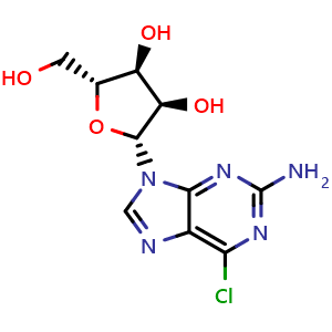 Chemical structure of 2-Amino-6-chloropurine Riboside , CAS 2004-07-1, AChemBlock X193358