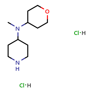 Chemical structure of N-Methyl-N-(tetrahydro-2H-pyran-4-yl)piperidin-4-amine dihydrochloride , CAS 1226860-75-8, AChemBlock X193389