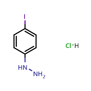 Chemical structure of 4-Iodophenylhydrazine hydrochloride , CAS 62830-55-1, AChemBlock X193390