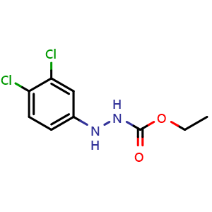 Chemical structure of Ethyl 2-(3,4-Dichlorophenyl)hydrazinecarboxylate , CAS 13124-15-7, AChemBlock X193435