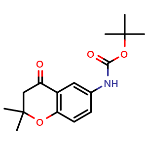 Chemical structure of 6-(Boc-amino)-2,2-dimethylchroman-4-one , CAS 1314406-17-1, AChemBlock X193476