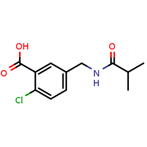 Chemical structure of 2-Chloro-5-(isobutyramidomethyl)benzoic acid , CAS 1415090-17-3, AChemBlock X193482