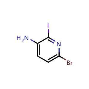 Chemical structure of 3-Amino-6-bromo-2-iodopyridine , CAS 915006-52-9, AChemBlock X193495