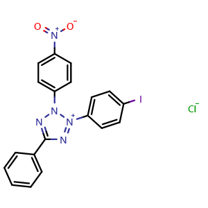 Chemical structure of 3-(4-Iodophenyl)-2-(4-nitrophenyl)-5-phenyl-2H-tetrazol-3-ium Chloride , CAS 146-68-9, AChemBlock X193499