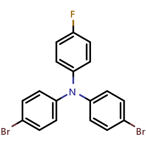 Chemical structure of N,N-Bis(4-bromophenyl)-4-fluoroaniline , CAS 1429194-04-6, AChemBlock X193502