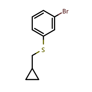 Chemical structure of (3-Bromophenyl)(cyclopropylmethyl)sulfane , CAS 1000576-47-5, AChemBlock X193526