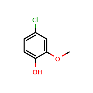 Chemical structure of 4-Chloro-2-methoxyphenol , CAS 16766-30-6, AChemBlock X193542