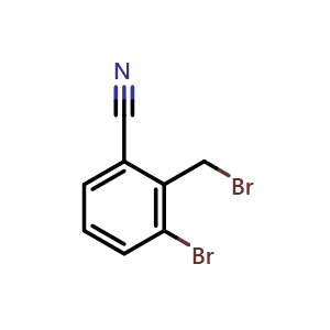 Chemical structure of 3-Bromo-2-(bromomethyl)benzonitrile , CAS 1233479-42-9, AChemBlock X193549
