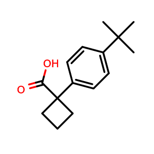 Chemical structure of 1-[4-(tert-Butyl)phenyl]cyclobutanecarboxylic acid , CAS 926247-18-9, AChemBlock X193571
