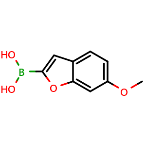 Chemical structure of (6-Methoxybenzofuran-2-yl)boronic acid , CAS 952737-54-1, AChemBlock X193573