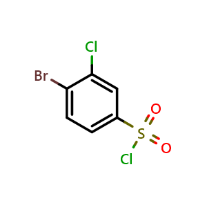 Chemical structure of 4-Bromo-3-chlorobenzene-1-sulfonyl chloride , CAS 874801-46-4, AChemBlock X193601