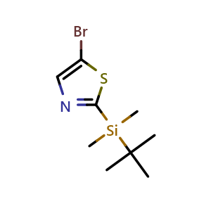 Chemical structure of 5-Bromo-2-(tert-butyldimethylsilyl)thiazole , CAS 1092351-70-6, AChemBlock X193602