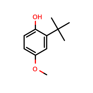 Chemical structure of 2-(tert-Butyl)-4-methoxyphenol , CAS 121-00-6, AChemBlock X193623