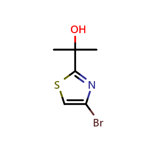 Chemical structure of 2-(4-Bromo-2-thiazolyl)-2-propanol , CAS 761447-63-6, AChemBlock X193624