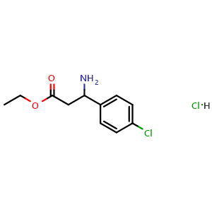 Chemical structure of Ethyl 3-Amino-3-(4-chlorophenyl)propanoate hydrochloride , CAS 325803-29-0, AChemBlock X193655