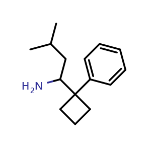 Chemical structure of 3-Methyl-1-(1-phenylcyclobutyl)butylamine , CAS 168835-62-9, AChemBlock X193658