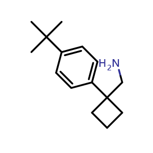 Chemical structure of 1-[4-(tert-Butyl)phenyl]cyclobutanemethanamine , CAS 1096853-40-5, AChemBlock X193661