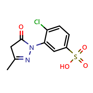 Chemical structure of 4-Chloro-3-(3-methyl-5-oxo-4,5-dihydro-1-pyrazolyl)benzenesulfonic acid , CAS 88-76-6, AChemBlock X193673