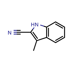Chemical structure of 3-Methylindole-2-carbonitrile , CAS 13006-59-2, AChemBlock X193691