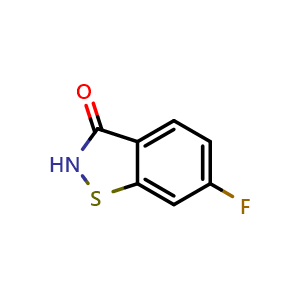 Chemical structure of 6-Fluorobenzisothiazol-3(2H)-one , CAS 159803-11-9, AChemBlock X193693