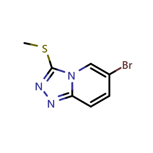 Chemical structure of 6-Bromo-3-(methylthio)-[1,2,4]triazolo[4,3-a]pyridine , CAS 941294-56-0, AChemBlock X193702