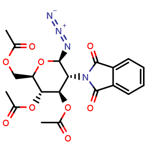 Chemical structure of 3,4,6-Tri-O-acetyl-2-deoxy-2-phthalimido-beta-D-glucopyranosyl Azide , CAS 102816-24-0, AChemBlock X193710