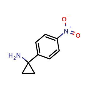 Chemical structure of 1-(4-Nitrophenyl)cyclopropanamine , CAS 886366-56-9, AChemBlock X193711
