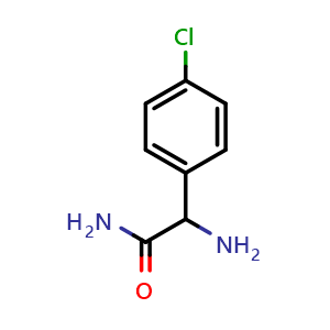 Chemical structure of 2-amino-2-(4-chlorophenyl)acetamide , CAS 102333-75-5, AChemBlock X193743