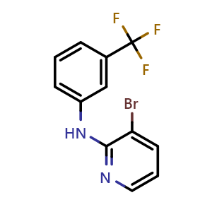 Chemical structure of 3-Bromo-N-[3-(trifluoromethyl)phenyl]pyridin-2-amine , CAS 1283453-33-7, AChemBlock X193745
