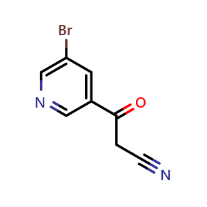 Chemical structure of 3-(5-Bromo-3-pyridyl)-3-oxopropanenitrile , CAS 887594-04-9, AChemBlock X193757