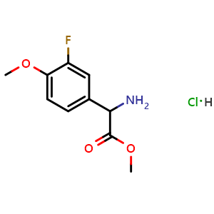 Chemical structure of 2-(3-Fluoro-4-methoxyphenyl)-DL-glycine Methyl Ester hydrochloride , AChemBlock X193764