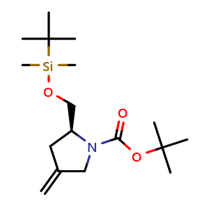 Chemical structure of (S)-1-Boc-2-(((tert-butyldimethylsilyl)oxy)methyl)-4-methylenepyrrolidine , CAS 540501-23-3, AChemBlock X193765