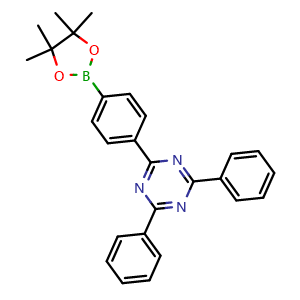 Chemical structure of 2,4-diphenyl-6-(4-(4,4,5,5-tetramethyl-1,3,2-dioxaborolan-2-yl)phenyl)-1,3,5-triazine , CAS 1219956-23-6, AChemBlock X193775